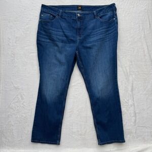 Lee Jeans Womens 26WM Blue Straight Leg Mid Rise Stretch Denim Pants